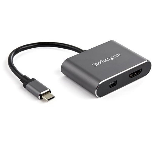 StarTech.com USB C Multiport Video Adapter - 4K 60Hz USB-C to HDMI 2.0 or Mini DisplayPort 1.2 Monitor Display Adapter - HBR2 HDR