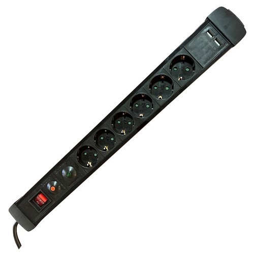 M-Cab Socket Strip 6S PVC 1.5M 2U BK