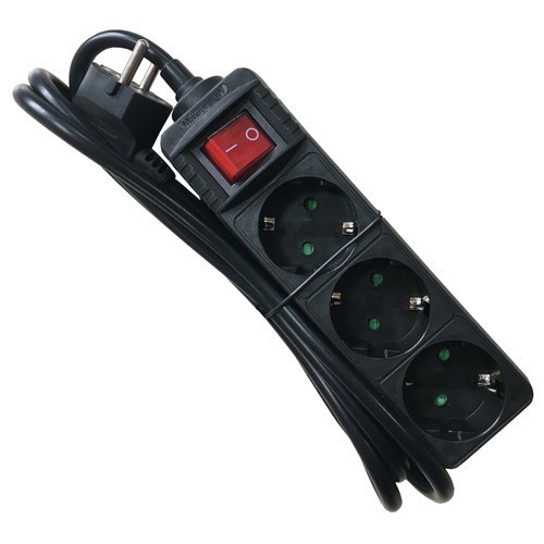 M-Cab Socket Strip 3S PVC 1.5M BK Eco