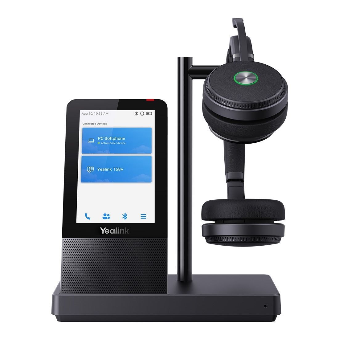 Yealink WH66 Dual Uc Dect Wirelss Headset With Touch Screen, Busylight On Headset, Leather Ear Cushions