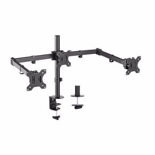 Brateck Triple Screens Economical Double Joint Articulating Steel Monitor Arms, Extended Arms & Free Rotated Double Joint,Fit Most 13'-27' Up To 7KG.