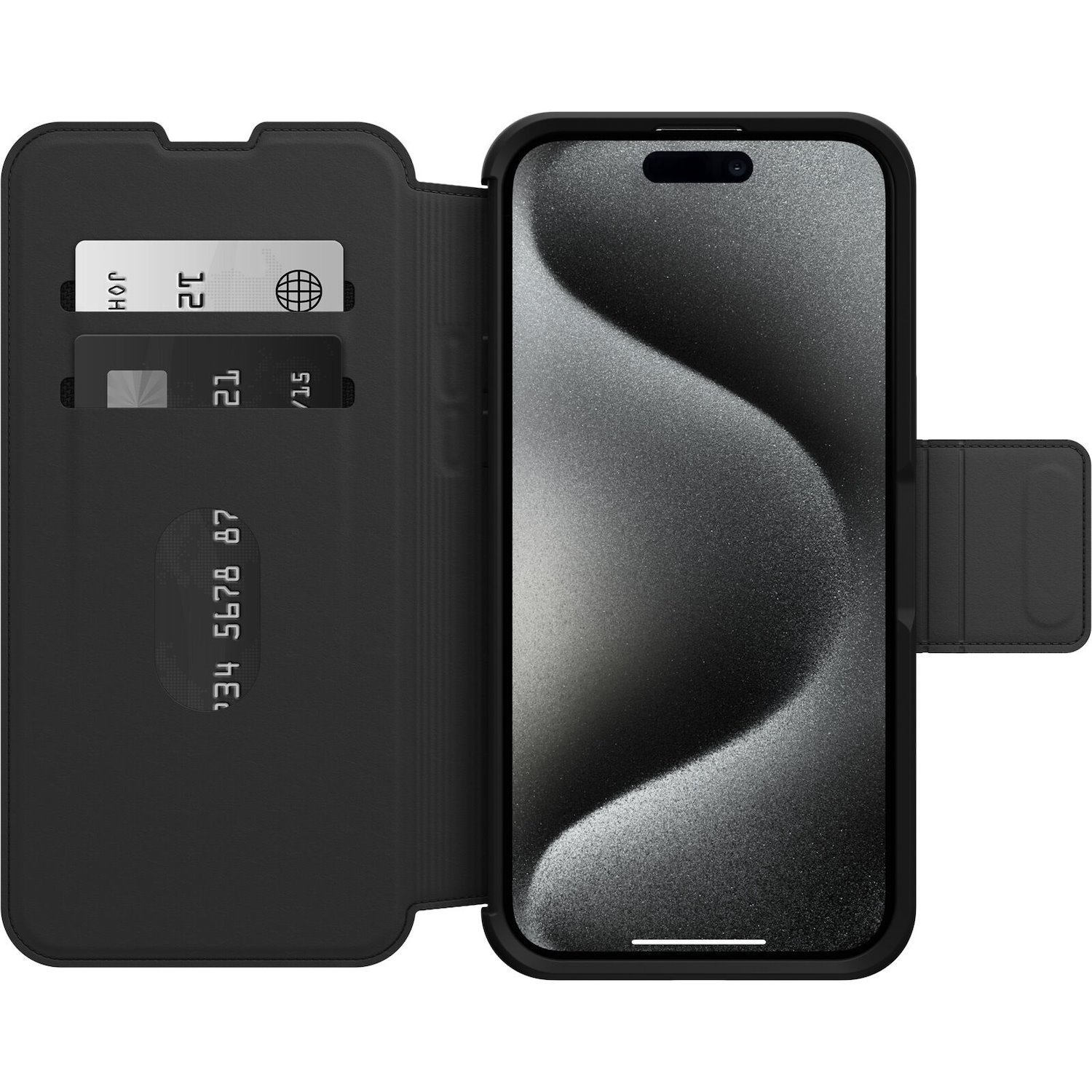 OtterBox Strada Carrying Case (Folio) Apple iPhone 15 Pro Max Smartphone, Cash, Card - Shadow Black