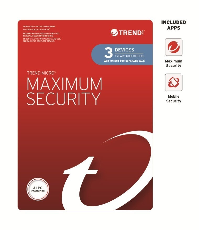 Trend Micro Maximum Security (3 Devices) 1Yr Add-On Auto Renew