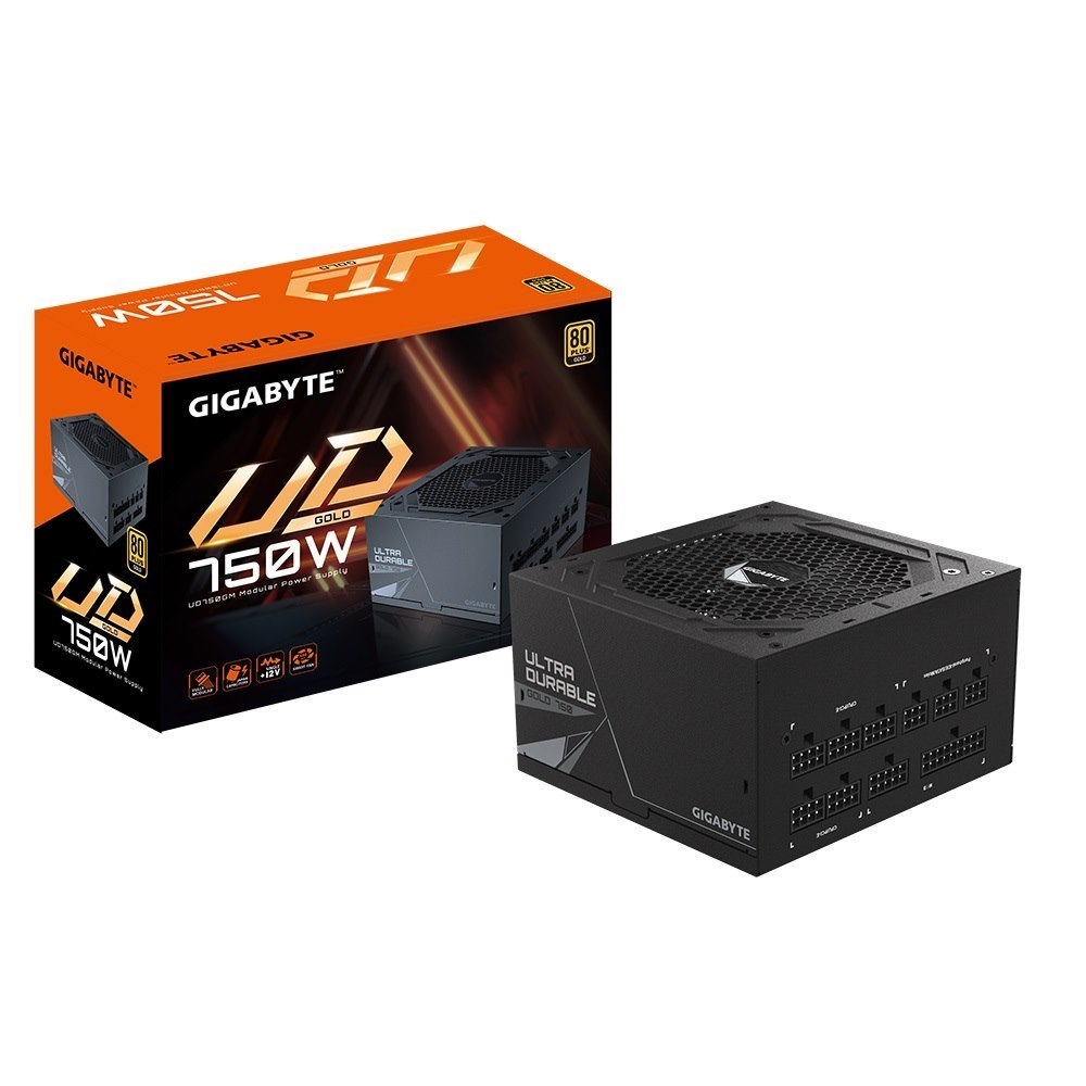 Gigabyte Ud750gm 750W Atx Psu Power Supply 80+ Gold >90% Black Flat Cables Single +12V Rail Japanese >100K HRS