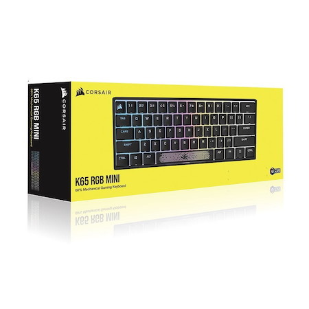 Corsair K65 RGB Mini 60% Mechanical Gaming Keyboard, Backlit RGB Led, Cherry MX Speed Keyswitches, Black -