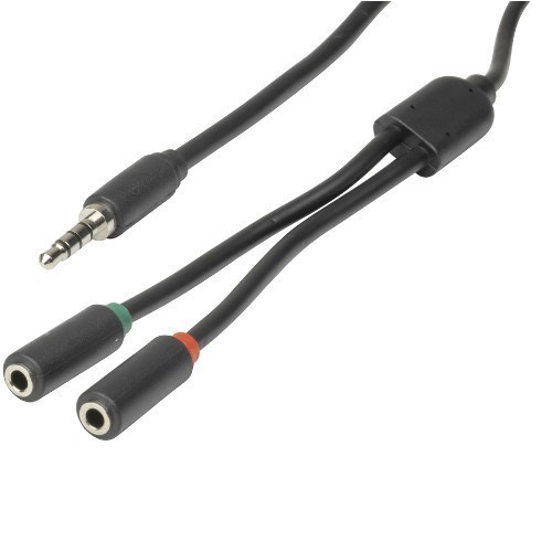 Leader Computer Digitech 3.5MM 4 Pole Plug To 2 X 3.5MM Socket Cable - 250MM