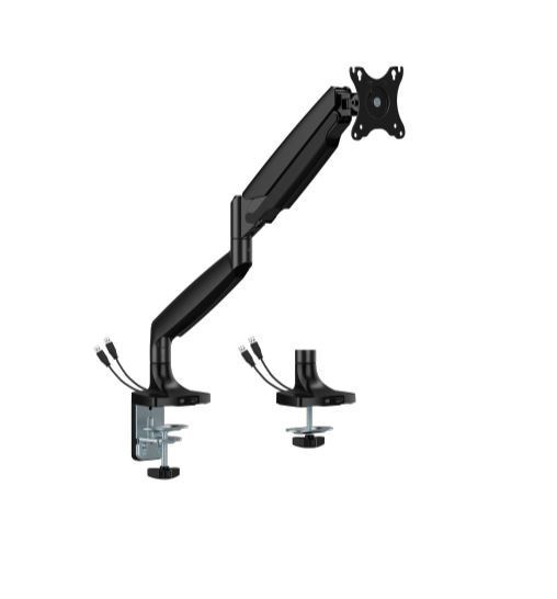 BrateckLDT82-C012UCE Single Screen Heavy-Duty Mechanical Spring Monitor Arm With Usb Ports For Most 17'~45' Monitors, Matte Black(New)