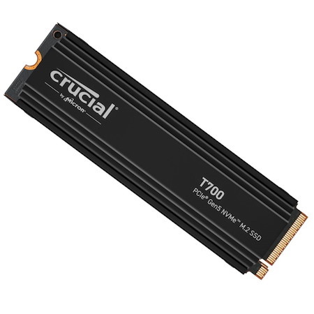 Crucial T700 4TB Gen5 NVMe SSD Heatsink 12400/11800 MB/s R/W 2400TBW 1500K IOPs 1.5M HRS MTTF With DirectStorage Intel 13TH Gen & Amd Ryzen 7000