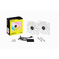 Corsair White SP140 RGB Elite, 140MM RGB Led Fan With AirGuide, 68 CFM, Dual Pack With Lighting Node Core