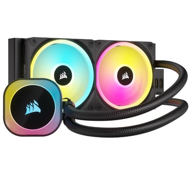 Corsair Icue Link H100i RGB 240MM Aio Cpu Cooler, High Performance Cooler Pump, Ultra Bright RGB, Zero RPM, Icue Link, 2X QX120RGB Fans