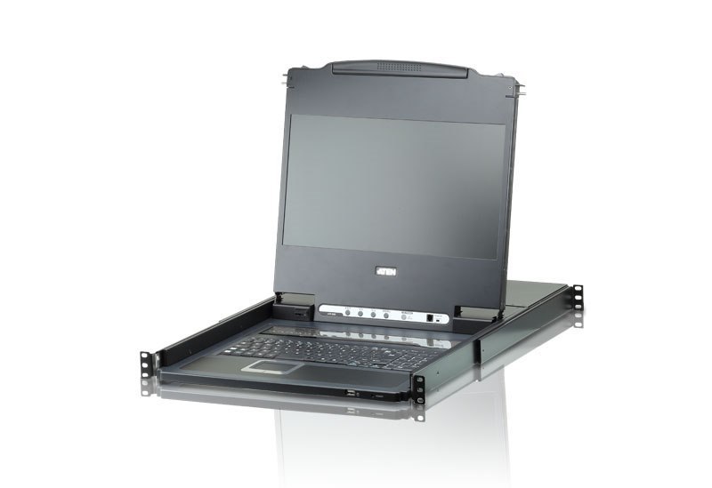 Aten Rackmount KVM Switch Single Rail 8 Port Dvi Usb W/ 17.3' LCD Display, 2X Custom KVM Cables, 1920X1200@60HZ Display, Led Illumination
