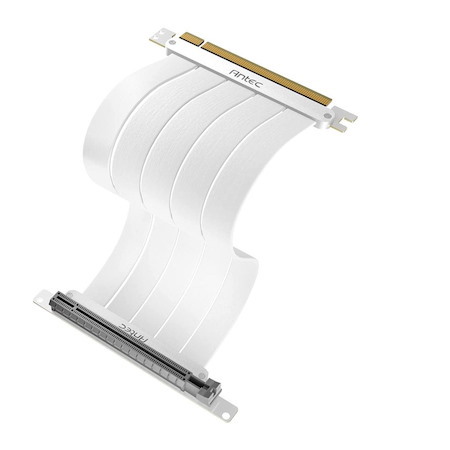 Antec Pcie-4.0 Riser Cable (200MM White) High Quality Gold Plated And Shielded PCB. Stability And Perforamnce 90 / 180 Degrees Flexible Cable Sleeves