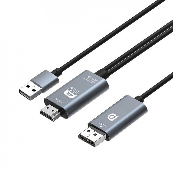 Simplecom TH201 Hdmi To DisplayPort Active Converter Cable 4K@60hz Usb Powered 2M