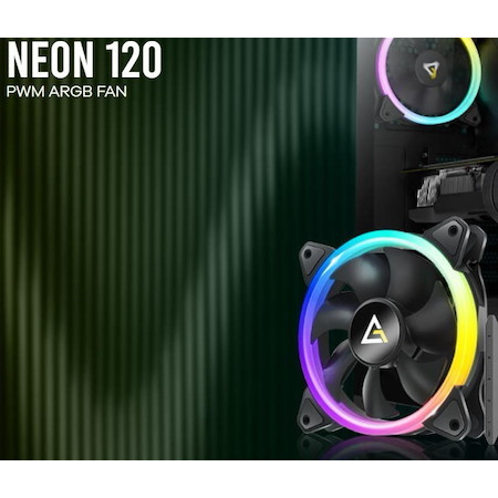 Antec Neon 12 Argb With Full Spectrum Argb And Efficient Cooling. Visual Appealing & Heat Dissipation, Hydraulic Bearing 120CM Case 4P PWM, 3P PWR