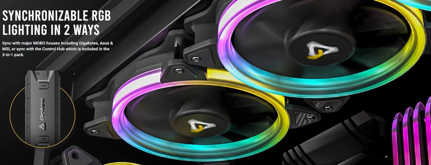 Antec Neon 12 Argb 3 PK Full Spectrum Argb Visual Appealing & Heat Dissipation, Hydraulic, 120MM Case Fan 4P PWN, 3P PWR With Argb Controller