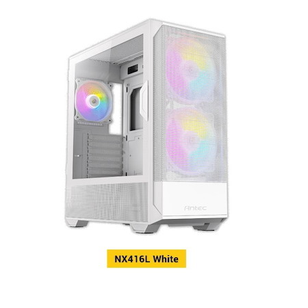 Antec NX416 Mesh White Atx. Usb-C X1, Usb 3.0 X. 3 2X Argb 160MM + 1X Argb 120MM Fans. Led & PWM Controller. SSD Storage, Cable Routing, Gaming Case