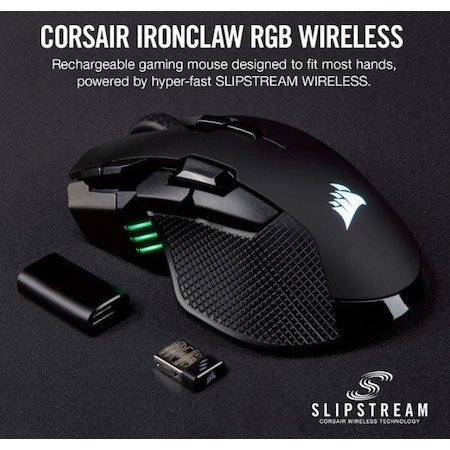 Corsair Ironclaw RGB Wireless, Fps/Moba 18,000 Dpi, Slipstream Corsair Wireless Technology Gaming Mouse