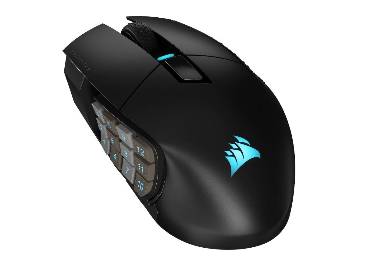 Corsair Scimitar RGB Elite Black Wireless Gaming Mice, Slipstream, 17 Programmable Buttons, 18,000 Dpi
