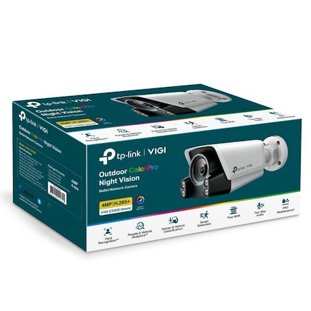 TP-Link Vigi 4MP C340S(4mm) Outdoor ColourPro Night Vision Bullet Network Camera, 4MM Lens, Smart Detection