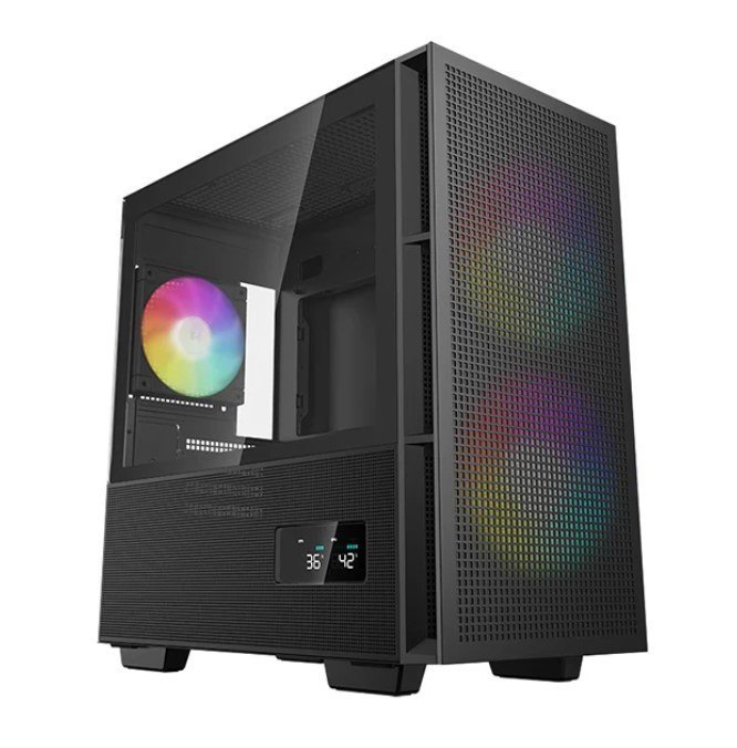 Deepcool CH360 Digital Black Micro Atx Case, Tempered Glass Window,1X Usb 3.0, 1X Usb-C, HD Audio, 2X 140MM Argb And 1X 120MM Argb Pre-Installed Fans