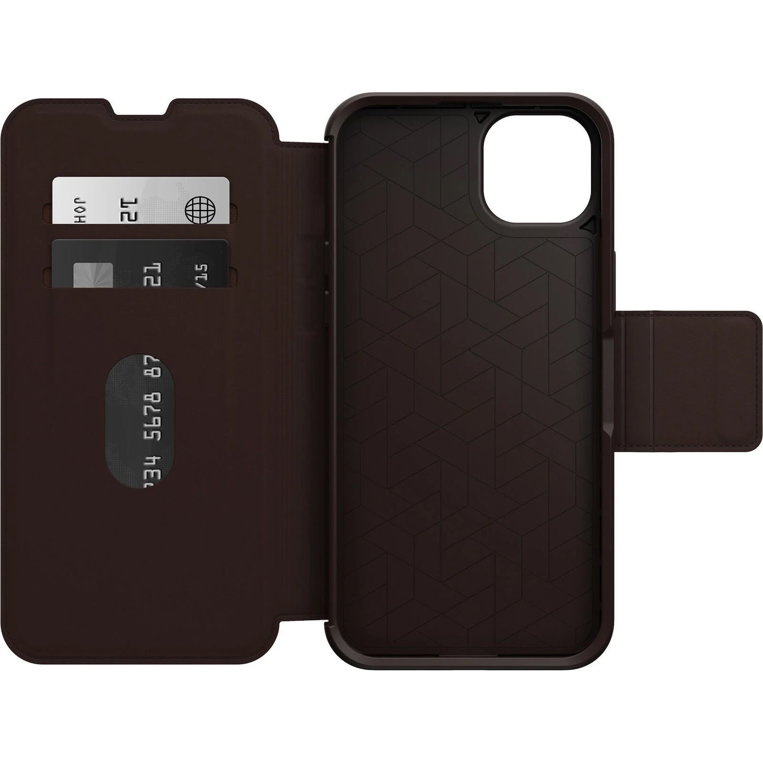 OtterBox Strada Apple iPhone 14 Plus Case Brown - (77-88554), Drop+ 3X Military Standard, Leather Folio Cover, Card Holder, Raised Edges, Soft Touch