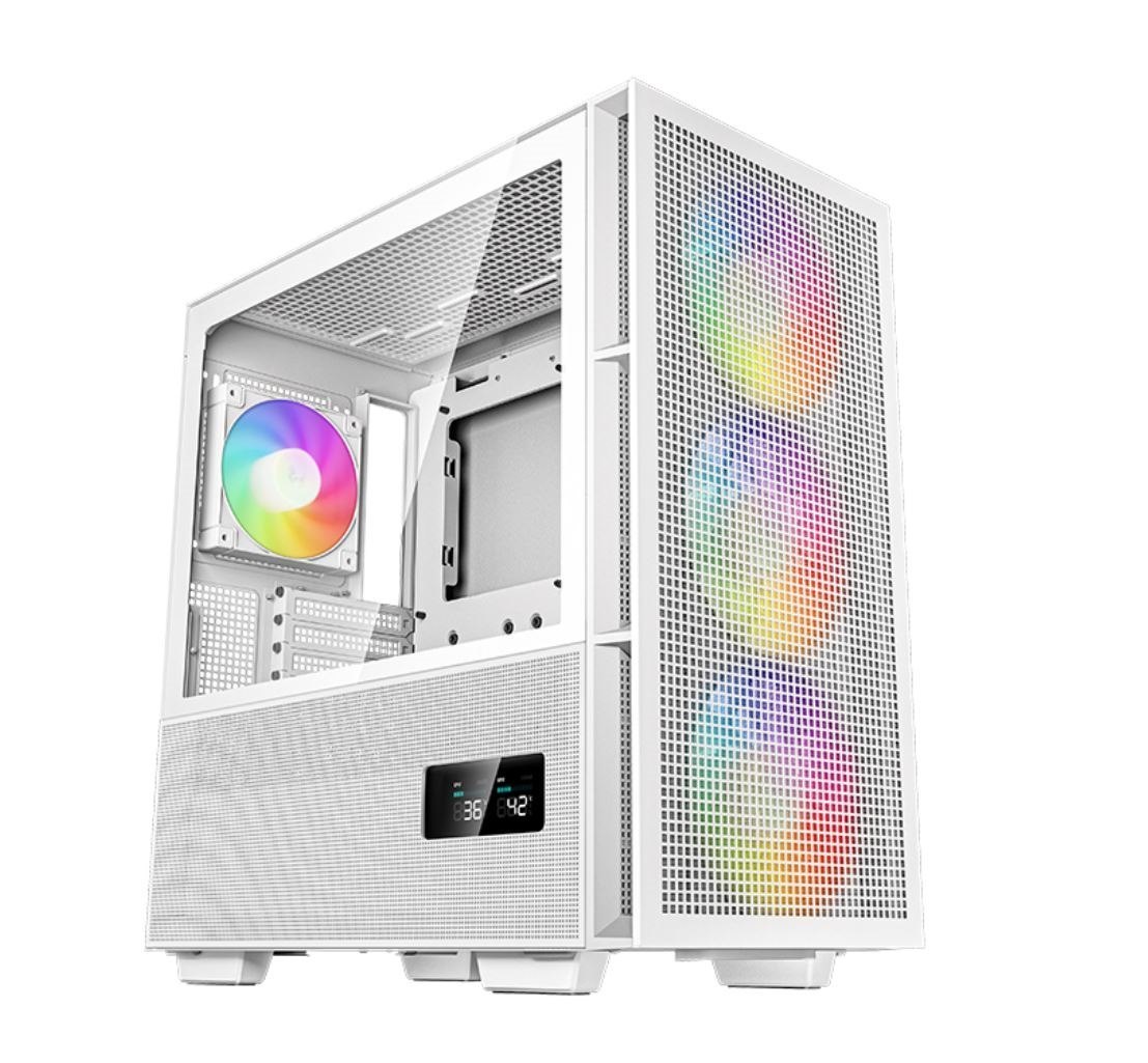 DeepCool CH560 Digital White High Airflow Mid-Tower Case, Mini-ITX/ Micro-ATX/ Atx/ E-Atx, Magnetic Hybrid Mesh,Tempered Glass, 3 Pre-Installed 140MM