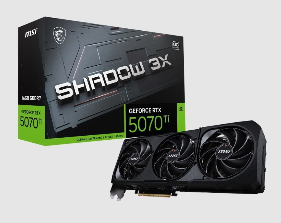 Msi nVidiaGeForce RTX™ 5070 Ti 16G Shadow 3X Oc, Boost: 2482 MHz, Cuda 8960 Units, 16GB GDDR7, Hdmi™ X 1