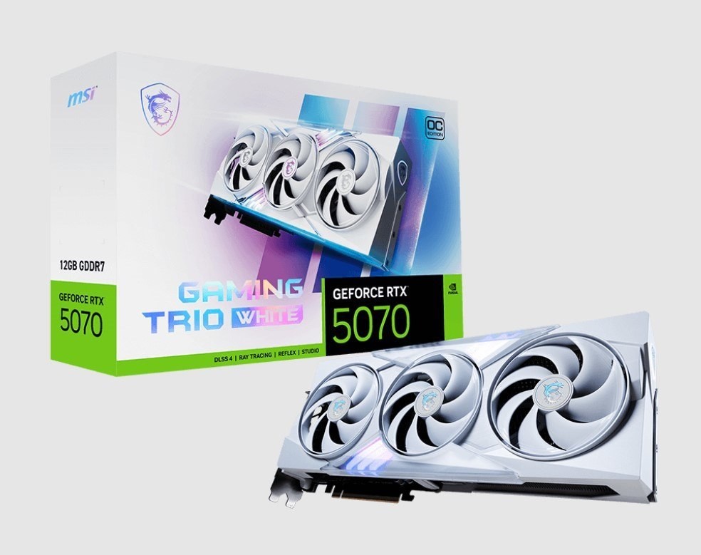 Msi nVidia GeForce RTX™ 5070 12G Gaming Trio Oc White, Boost: 2610 MHz, Cuda 6144 Units, 12GB GDDR7, Hdmi™ X 1