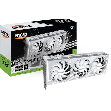 Inno3d nVidia GeForce RTX 5080 X3 Oc White 16GB GDDR7 2640MHz Boost Clock, Ram 30Gbps, 3X DP, 1xHDMI 300X120X50MM