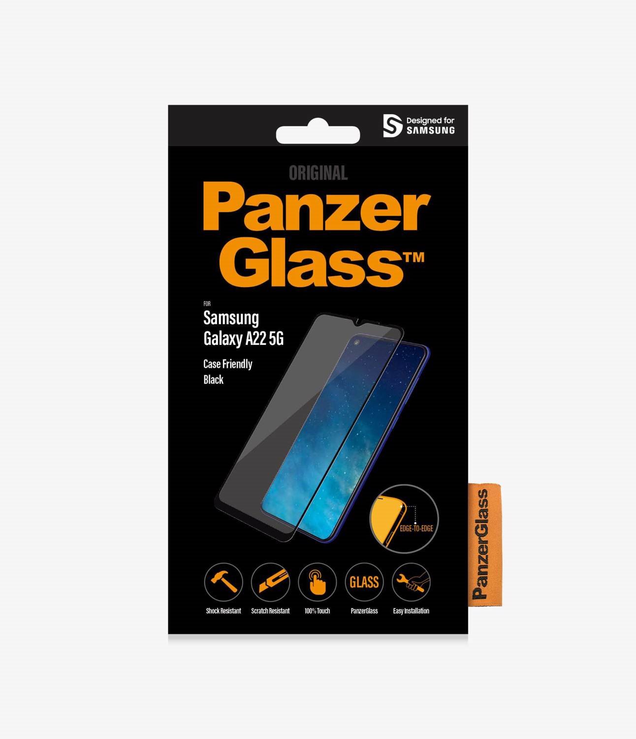 PanzerGlass™ Samsung Galaxy A22 5G - Clear Glass (7274) - Screen Protector - Full Frame Coverage, Rounded Edges, Preserving 100% Touch Sensibility