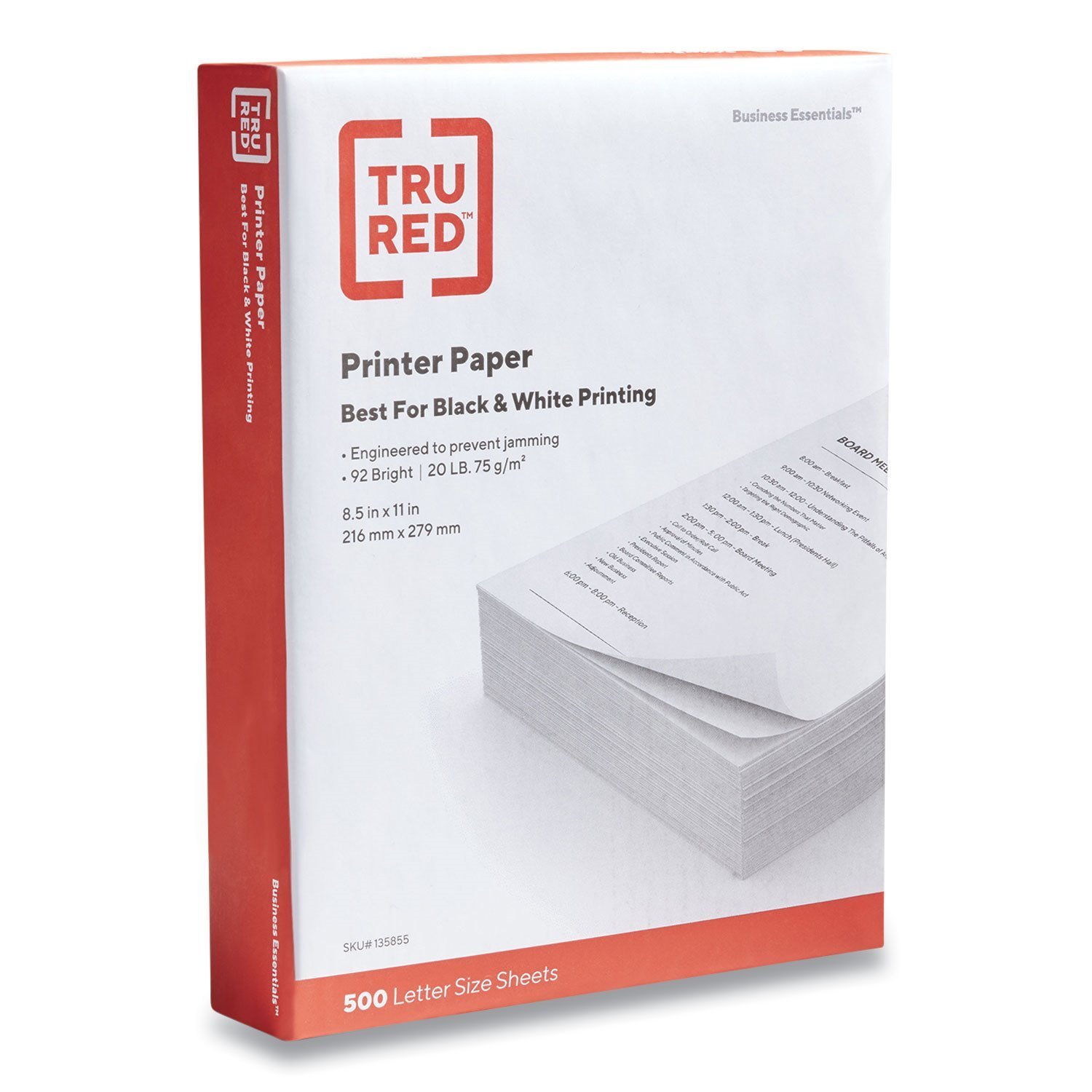 TRU RED™ 8.5" x 11" Copy Paper, 20 lbs., 92 Brightness, 500 Sheets/Ream, 3 Reams/Carton