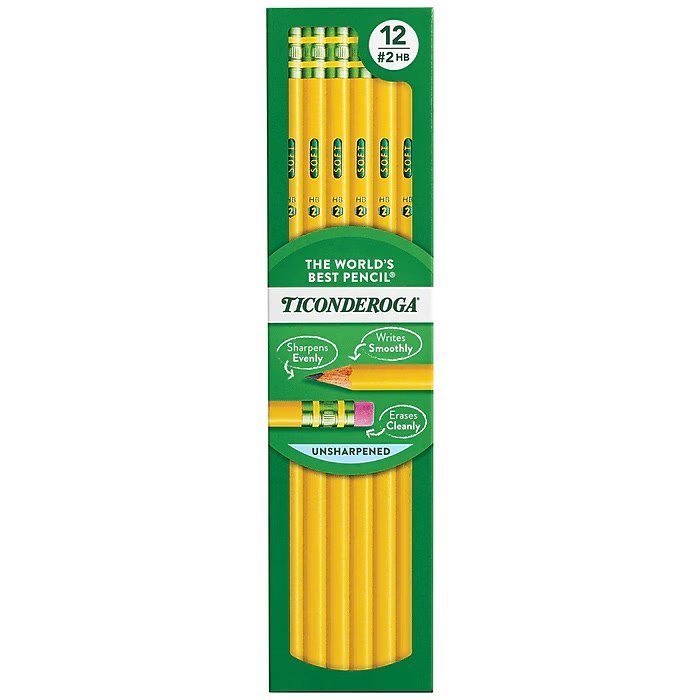 Ticonderoga The World's Best Pencil Wooden Pencil, 2.2mm, #2 Soft Lead, 72/Pack