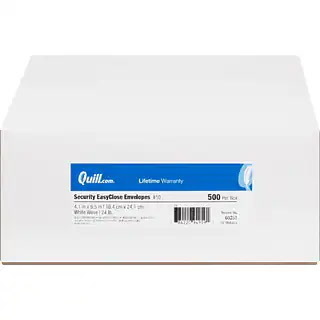 Quill Brand® 500/Box Self Seal Security Tinted #10 Left Window Envelope, 4-1/8" x 9-1/2", White Wove
