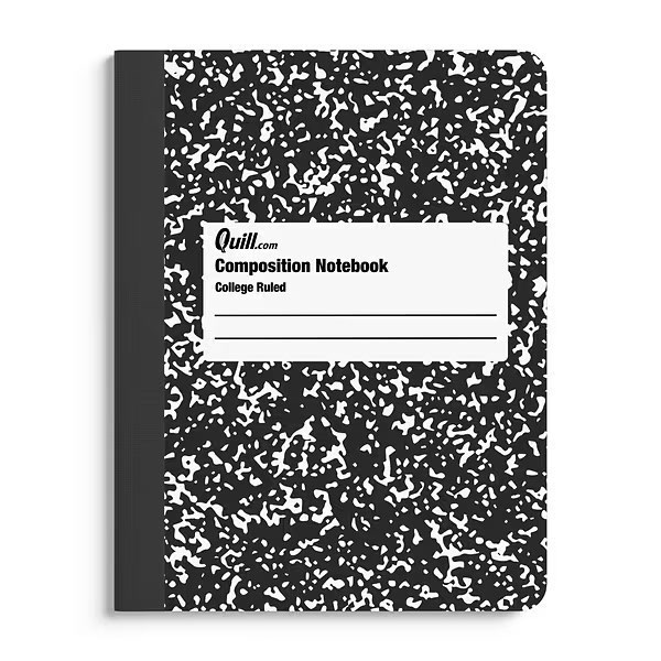 Quill Brand® Composition Notebook, 7.5" x 9.75", College Ruled, 100 Sheets, Black/White, 4/Pack