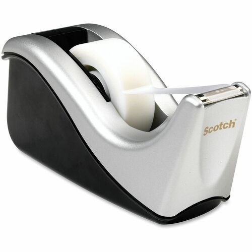 Scotch Desktop Tape Dispenser, 1 Dispenser, Two-Tone Black and Silver, Home Office and Back to School Supplies for Classrooms