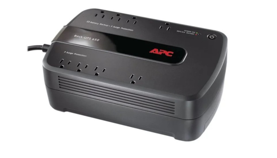 APC Back-UPS 650VA, 120V, 8 NEMA outlets (4 surge)