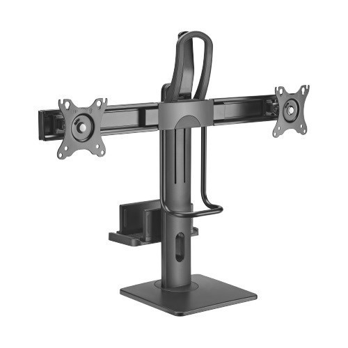 Brateck Dual Screens Vertical Lift Monitor Stand With Thin Client Cpu Mount Fit Most 17'-27' Monitor Up To 6KG Per Screen Vesa 100X100,75X75
