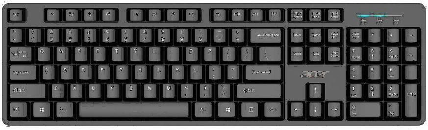 Acer AKW900 Keyboard - Cable Connectivity - USB 2.0 Interface - Black