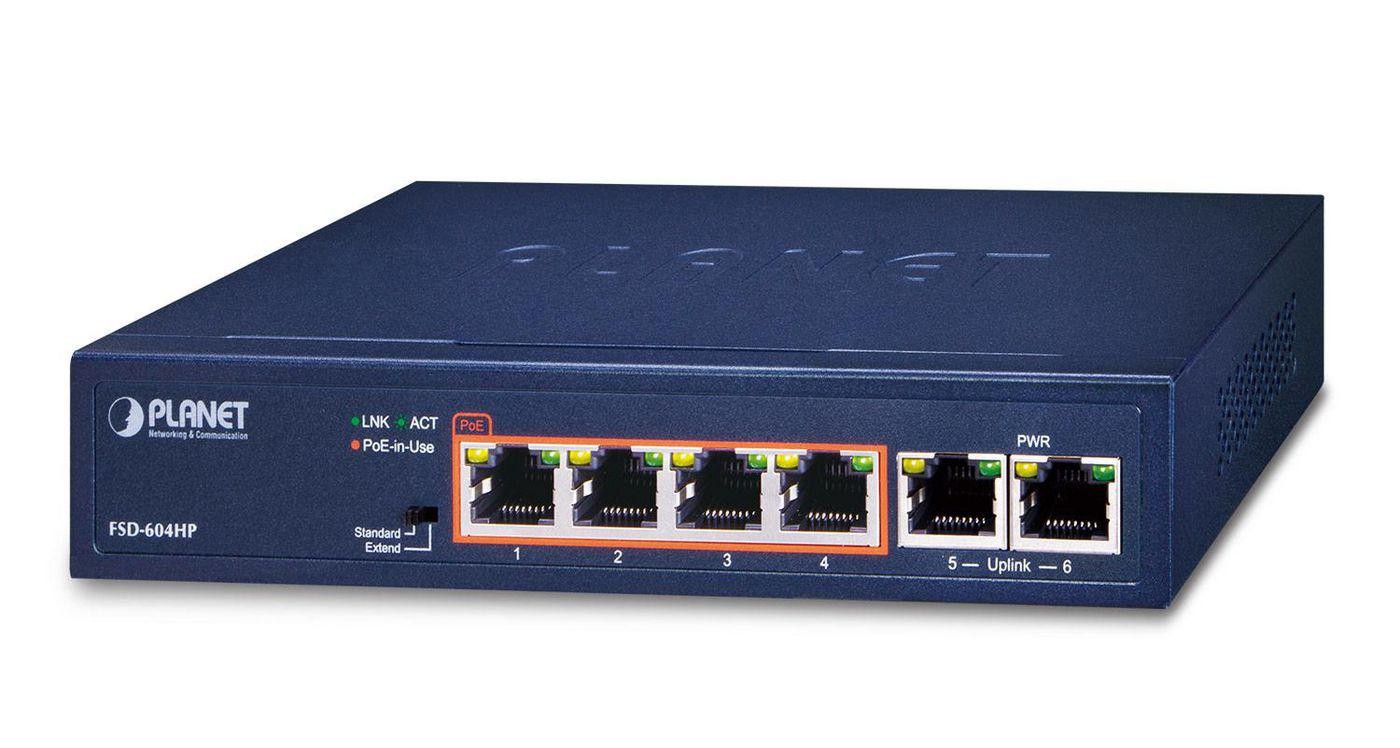 Planet 4-Port 10/100TX 802.3At Poe