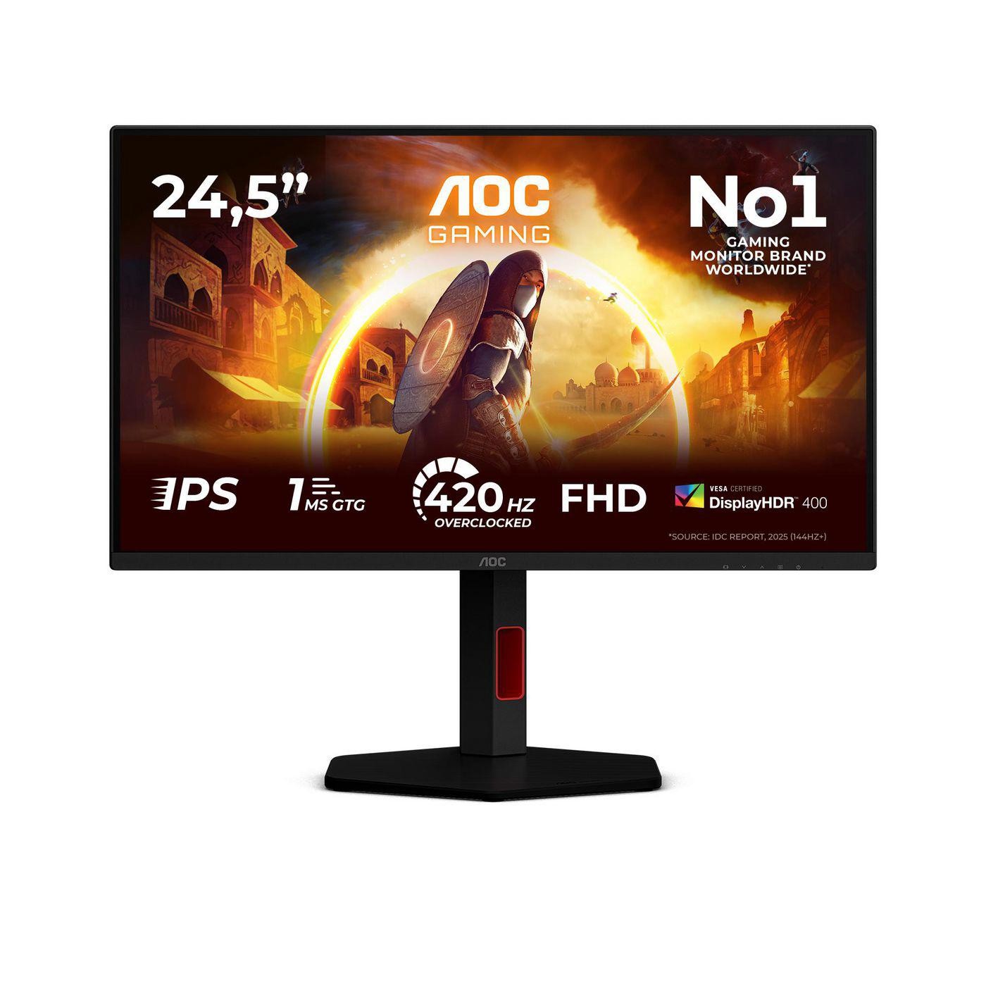 AOC 25G4KUR 25" Class Full HD Gaming LED Monitor - 16:9 - Black, Red