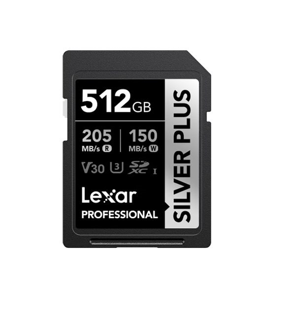 Lexar Professional Silver Plus 512GB SDXC™ Uhs-I Card Speeds Of Up To 205MB/s And 150MB/s And Supports Seamless Recording Of Full-Hd And 4K Videos