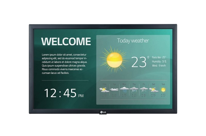 LG Digital Signage (Sm5ke) 22" FHD Led, 250Nits, Hdmi, Usb 2.0, Lan, Web O/S, 16/7, 3YR