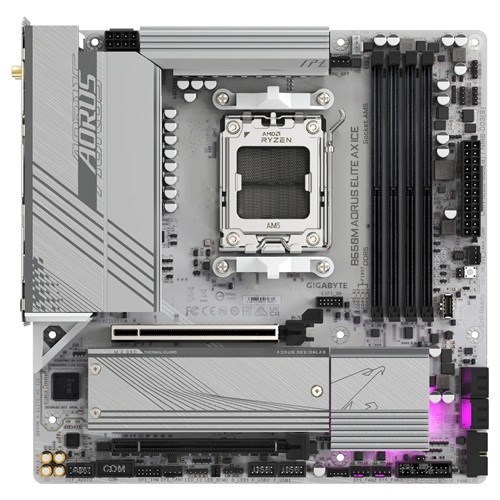 Gigabyte B650M Aorus Elite Ax Ice Amd B650 Am5 Atx Motherboard 4X DDR5~192GB,3x PCIe X16, 3X M.2, 4X Sata 6, 2X Usb 3.2, 1X Usb-C, 2X Usb 2.0