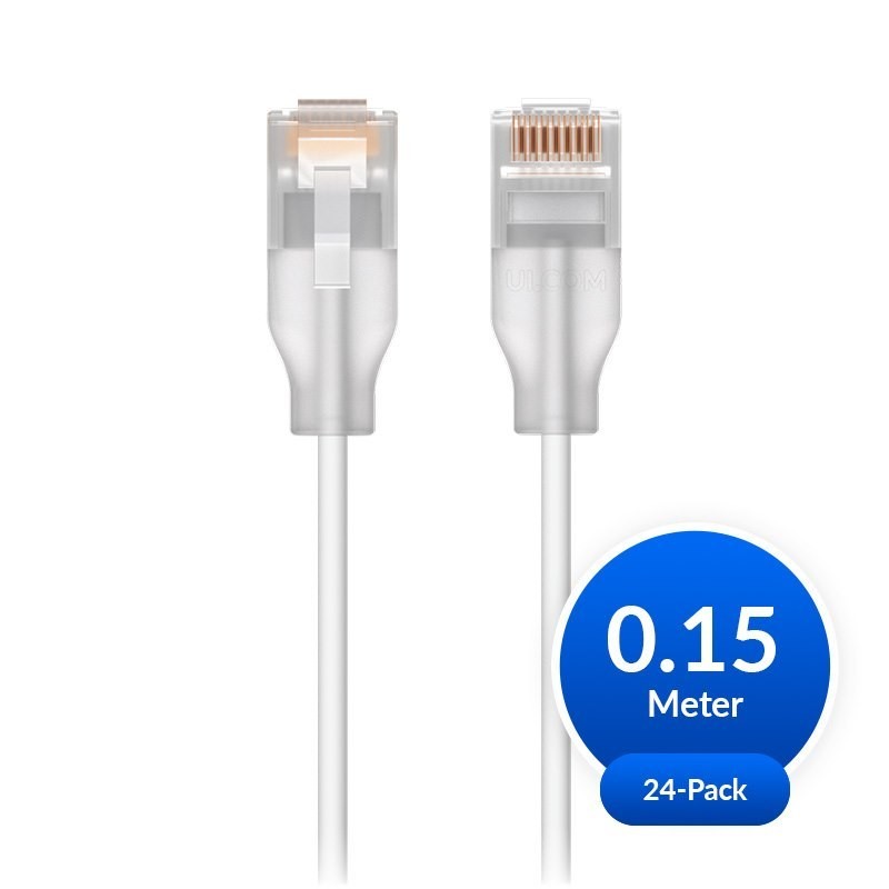 Ubiquiti UniFi Etherlighting Patch Cable, 24 Pack, UACC-Cable-Patch-EL-0.15M-W, Indoor, 0.15M, White/Translucent