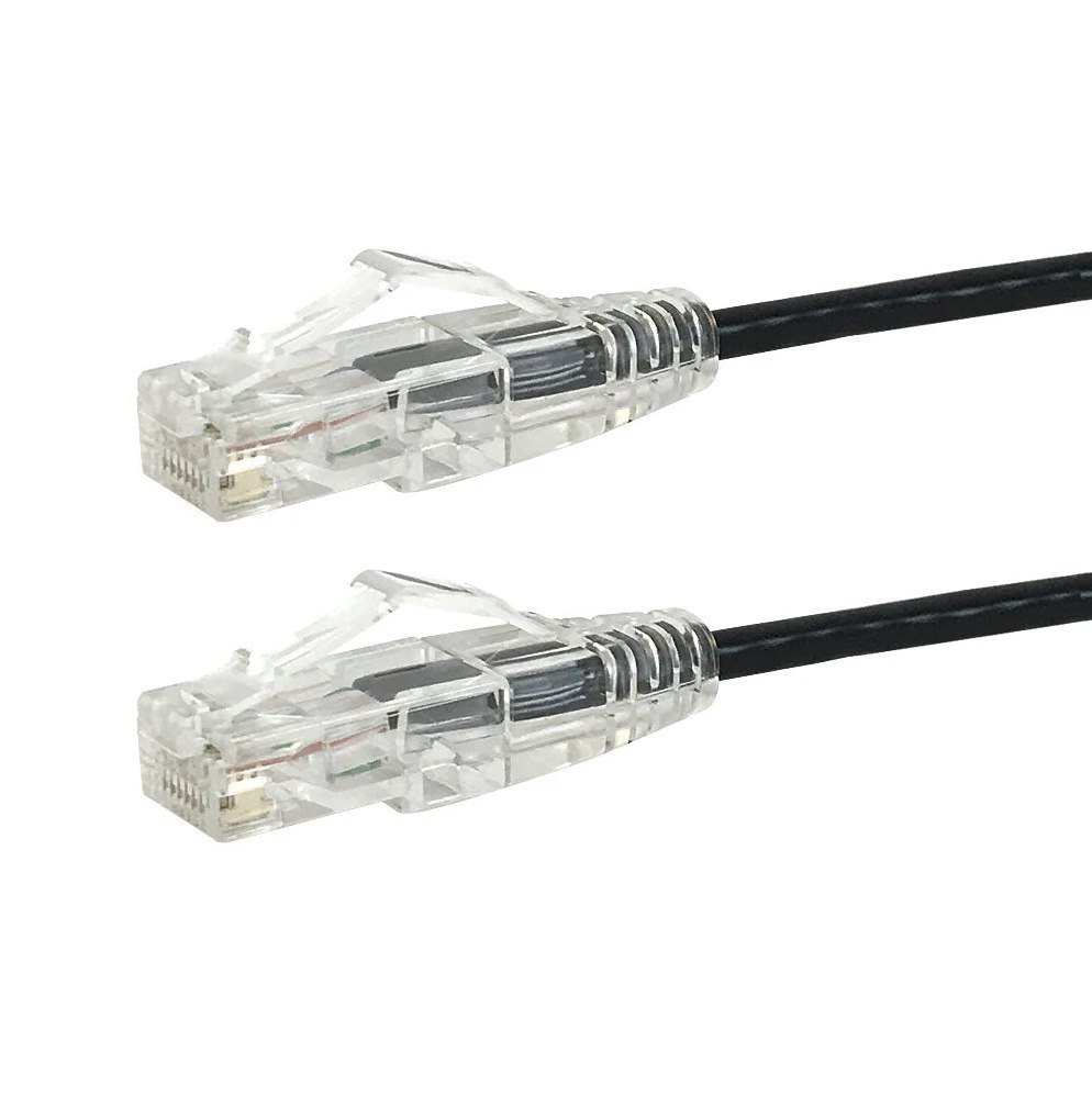 CAT6A 28AWG UTP 10GB Ultra-Thin Patch Cable - Premium Fluke® Patch Cable Certified - CMR Riser Rated - 7ft - Black