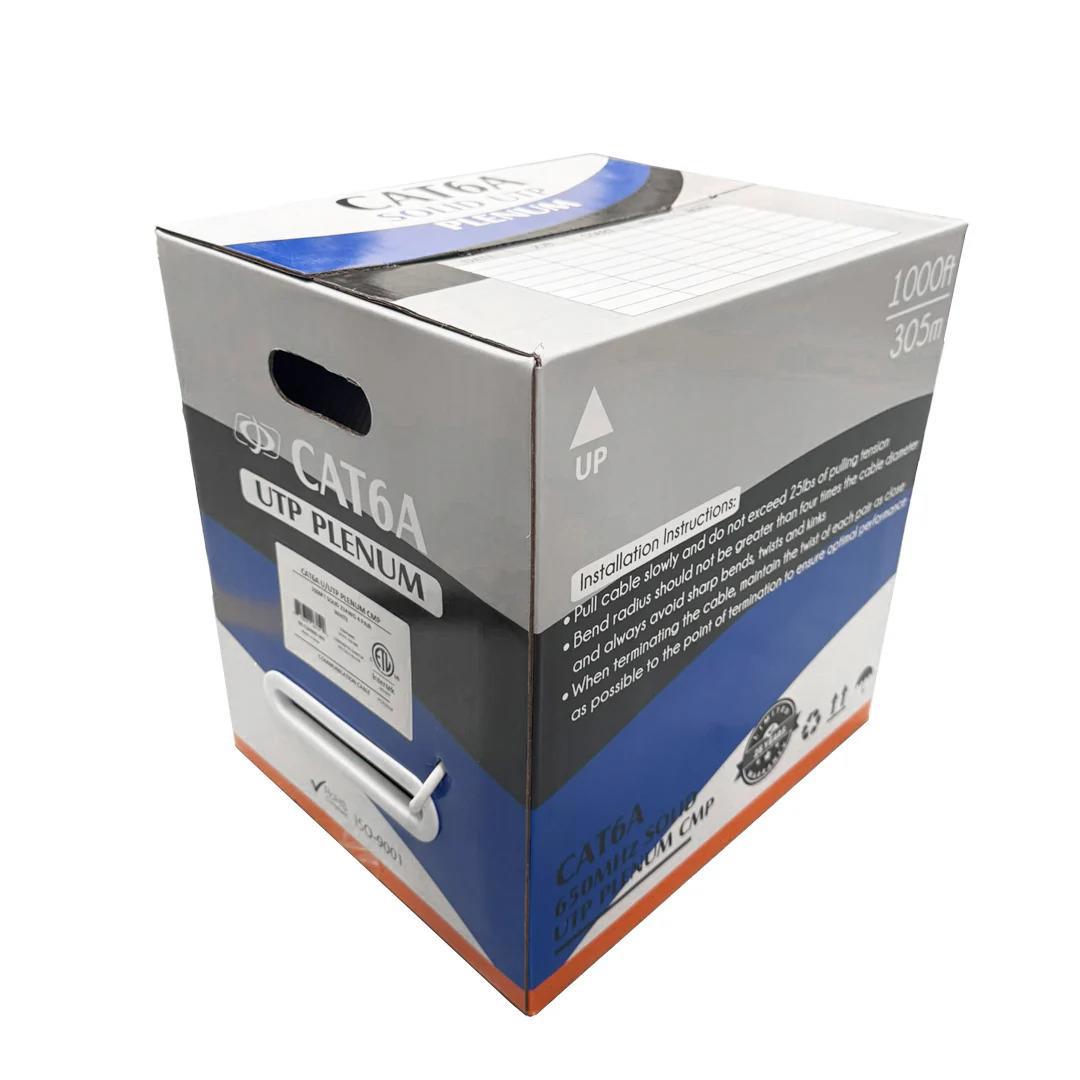 1000ft CAT6A Solid U/UTP 650Mhz 23AWG CMP Plenum Bulk Cable - White
